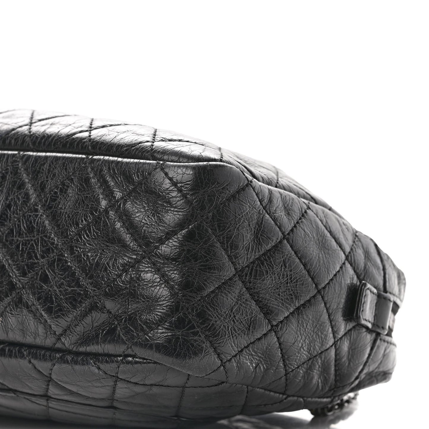 Metallic Aged Calfskin Quilted Medium Reissue Camera Case Black
