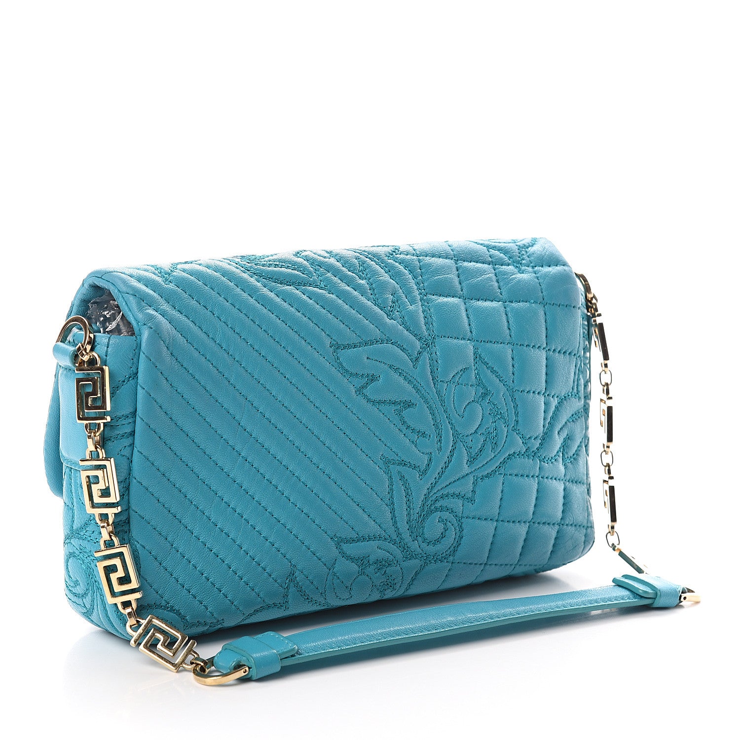 Versace Nappa Barocco Quilted Vanitas Medea Shoulder Bag Blue 2 of 7