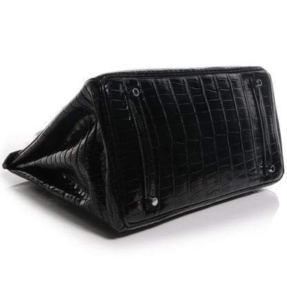 Hermes Shiny Porosus Crocodile Birkin 35 Black 5 of 11