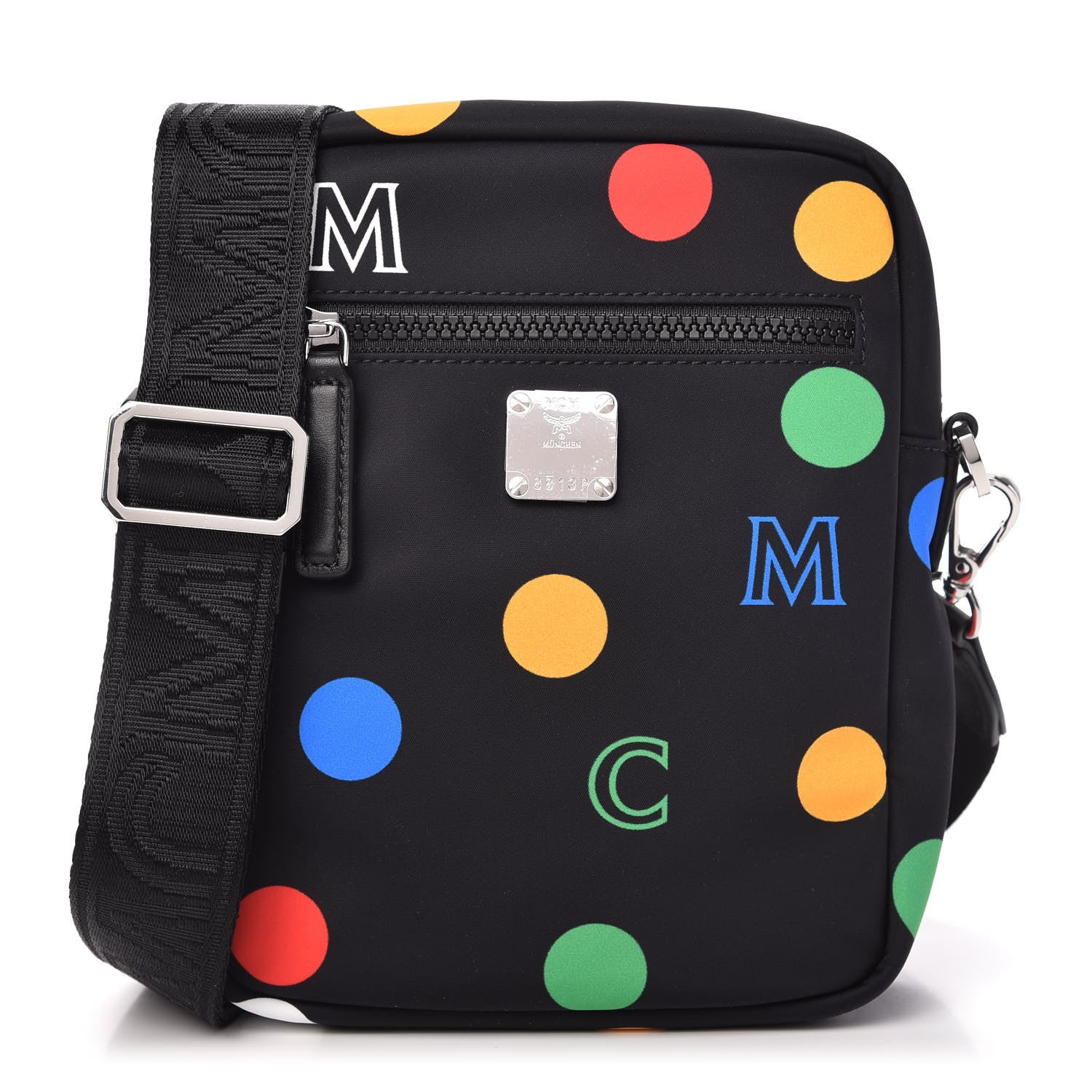 MCM Nylon Polka Dot Mini Klassic Crossbody Black 1 of 9