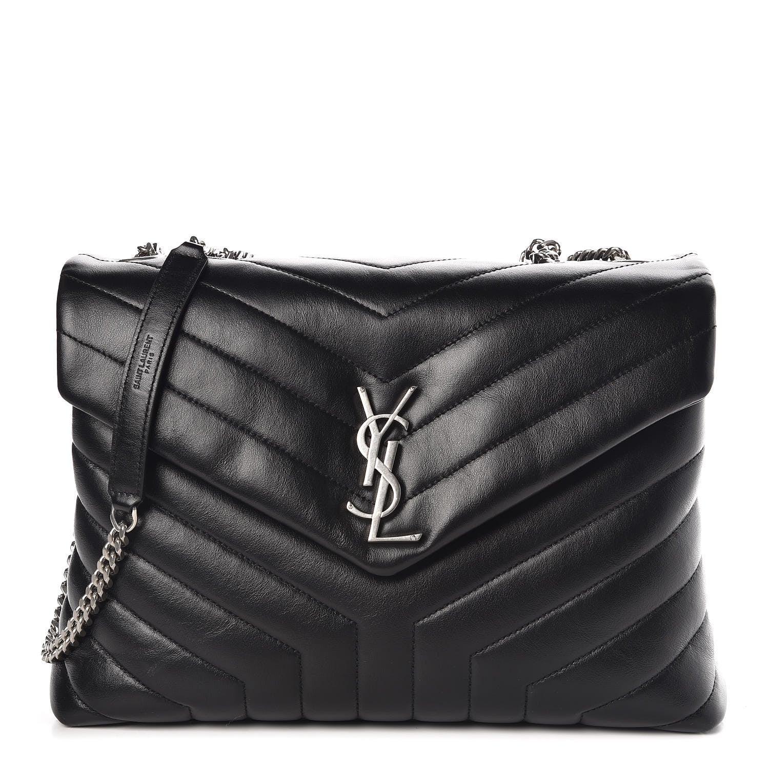 Saint Laurent Calfskin Y Quilted Monogram Medium Loulou Chain Satchel Black 1 of 11