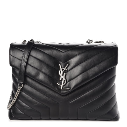 Saint Laurent Calfskin Y Quilted Monogram Medium Loulou Chain Satchel Black 1 of 11