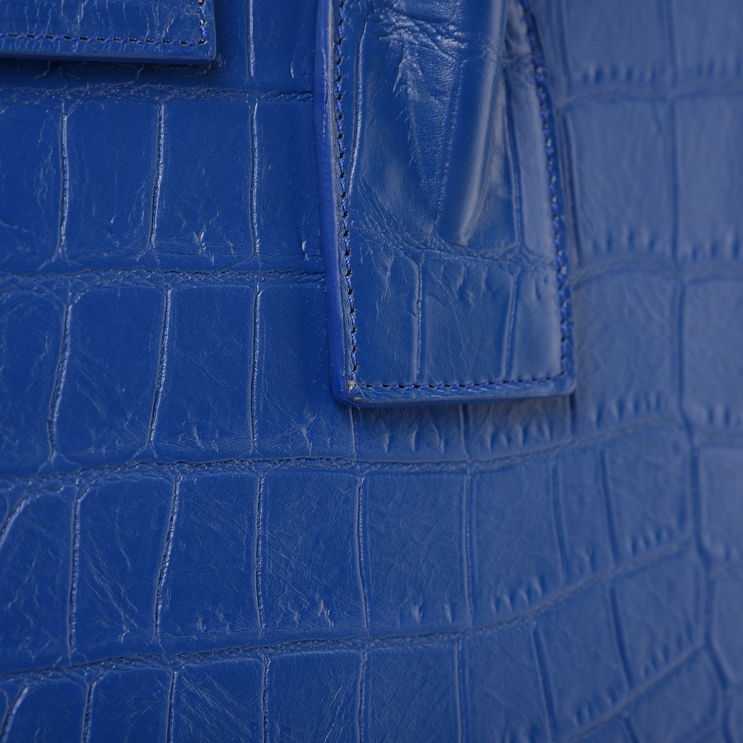 Calfskin Crocodile Embossed Small Sac De Jour Royal Blue