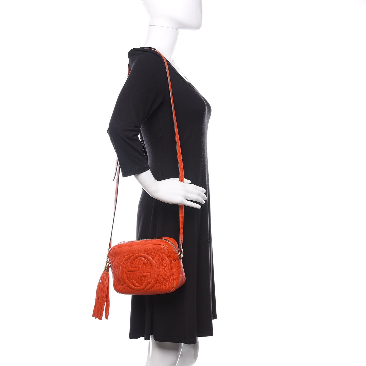 Pebbled Calfskin Small Soho Disco Bag Sun Orange