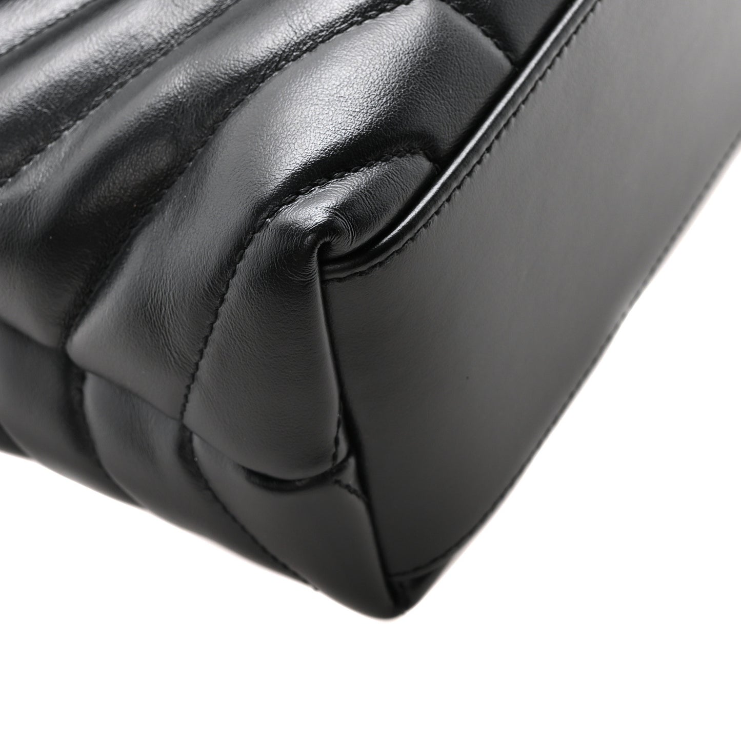 Calfskin Y Quilted Monogram Small Loulou Chain Satchel Black