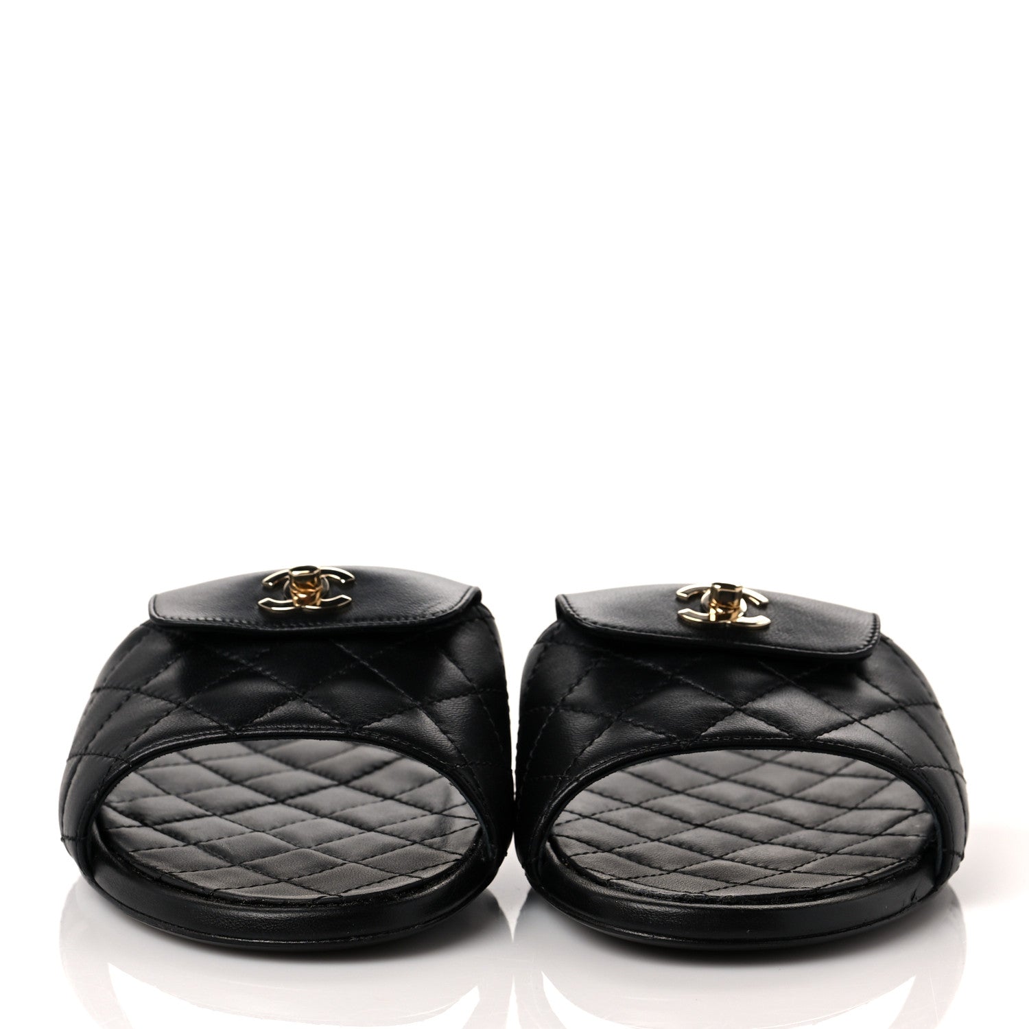 Chanel Lambskin Quilted CC Turnlock Sandals 40 Black 2 of 8