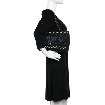 Chanel Jersey Embroidered Paris Dallas Flap Black 2 of 16