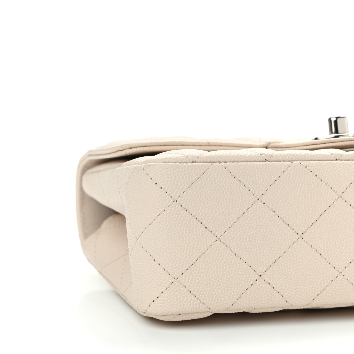 Caviar Quilted Mini Rectangular Flap Ivory