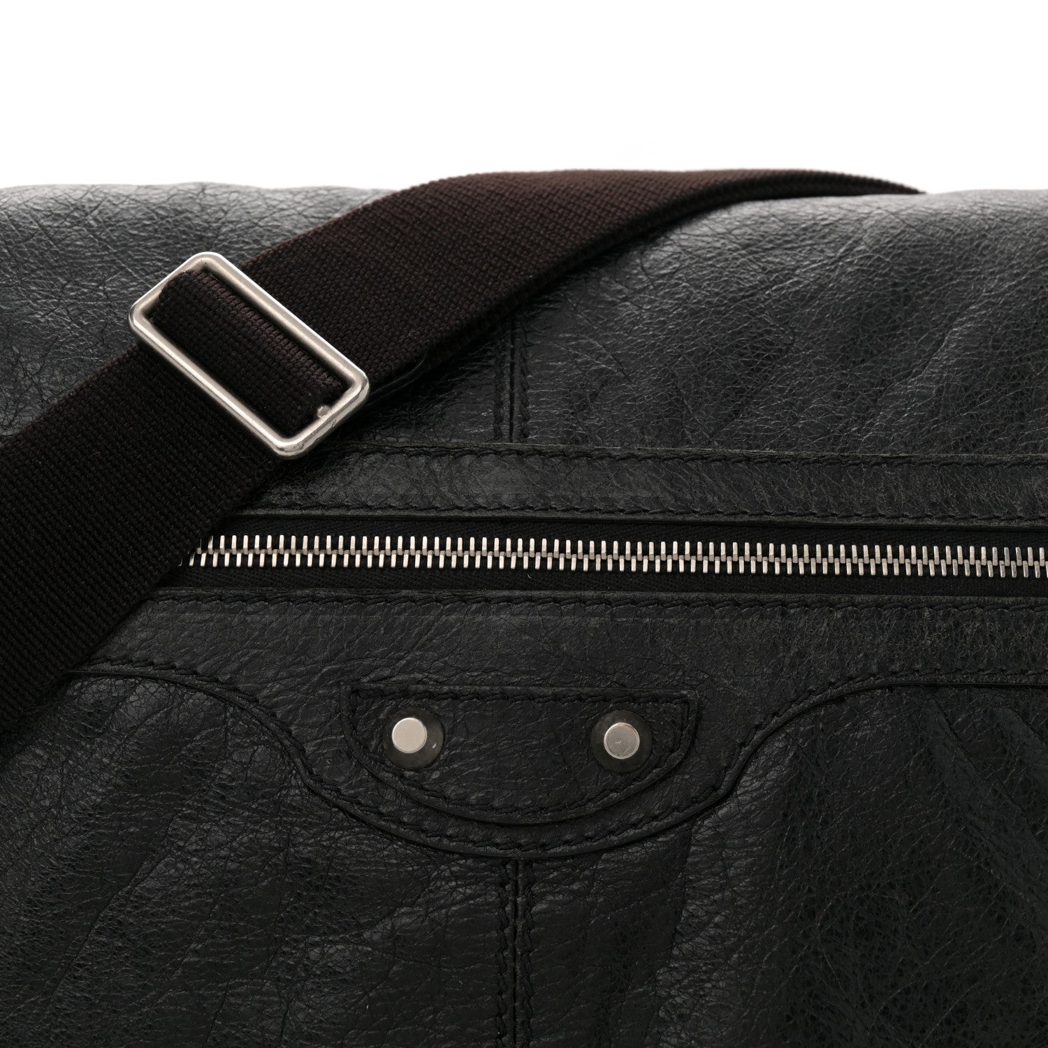 Balenciaga Agneau Arena Foldover Messenger Black 7 of 12
