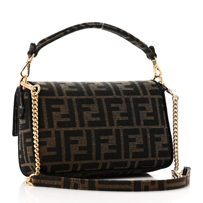 Fendi Fabric Jacquard FF 1974 Mini Baguette Tobacco Moro Black 2 of 12
