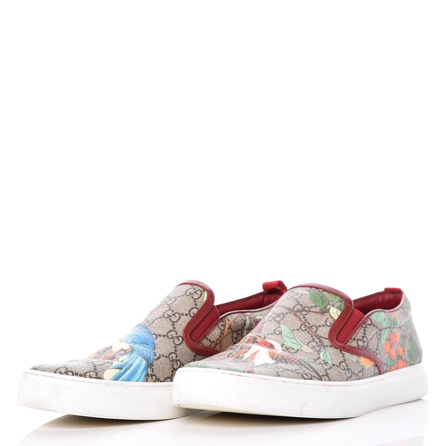 GG Supreme Monogram Tian Mens Dublin Slip On Sneakers 10 Beige Multicolor Red