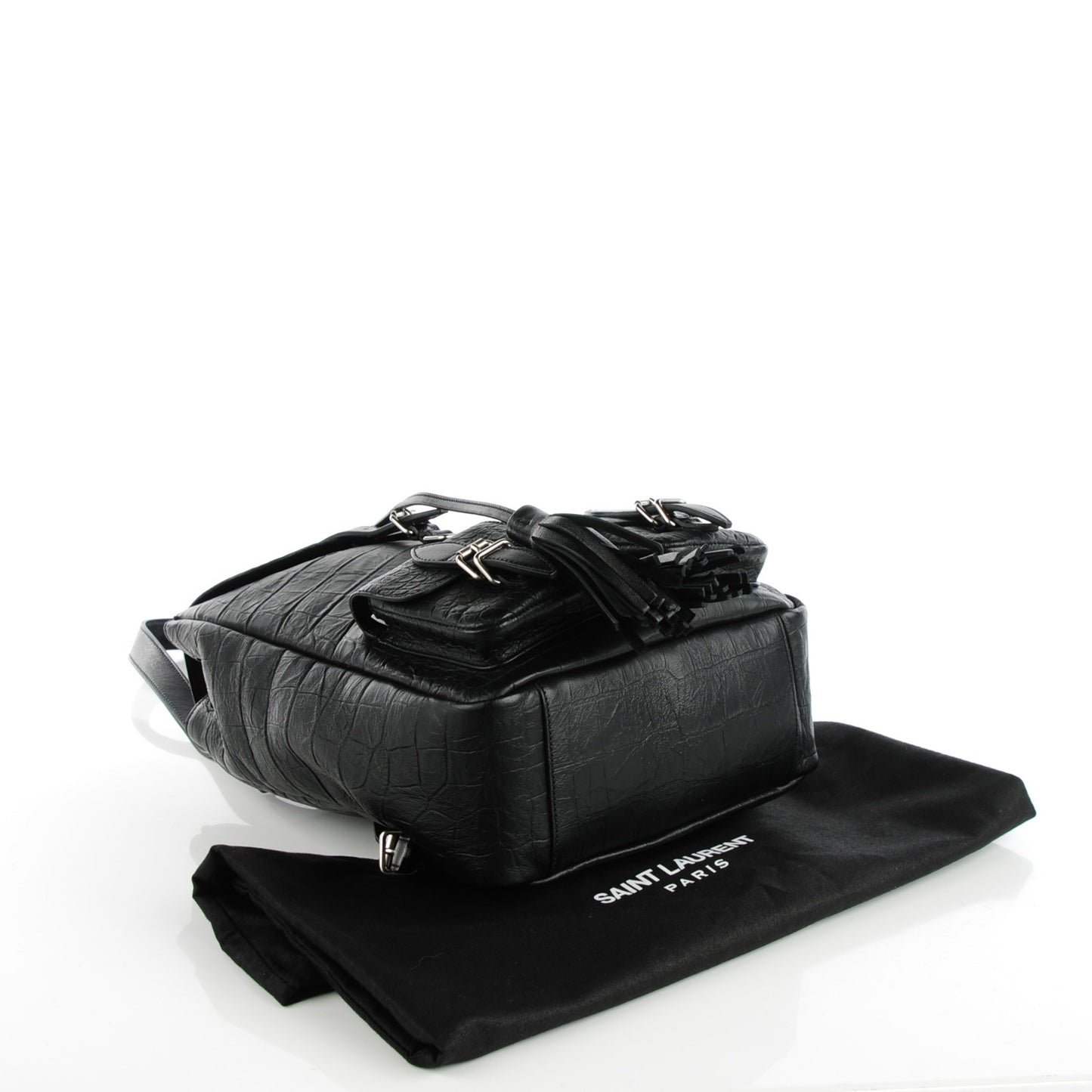 Crocodile Embossed Lambskin Festival Backpack Black