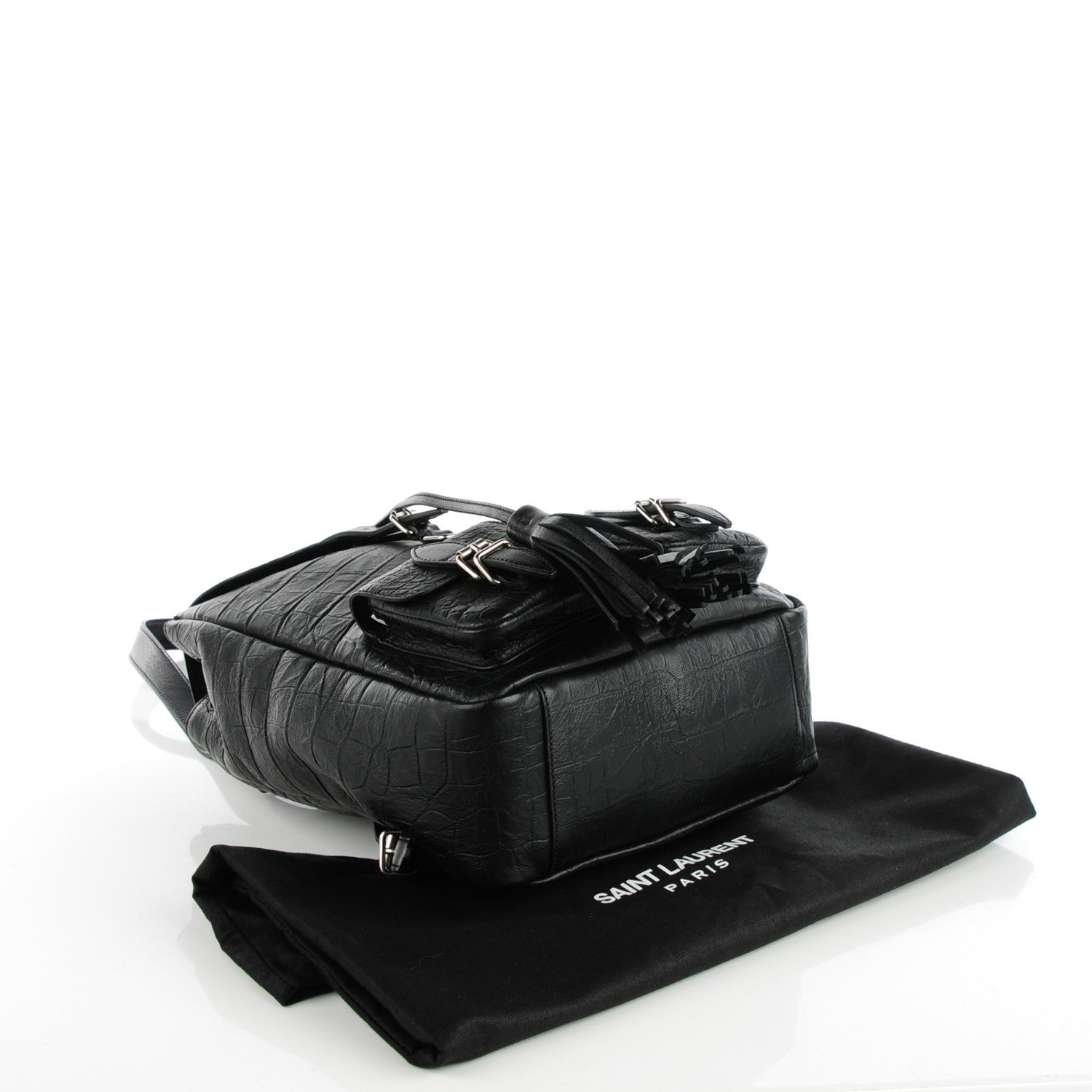 Saint Laurent Crocodile Embossed Lambskin Festival Backpack Black 4 of 7