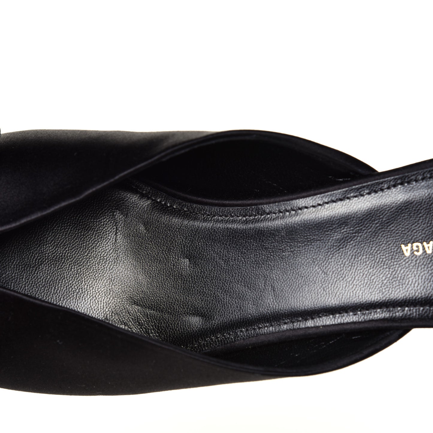 Satin Pointed Toe Knife 40mm Mules 38.5 Black