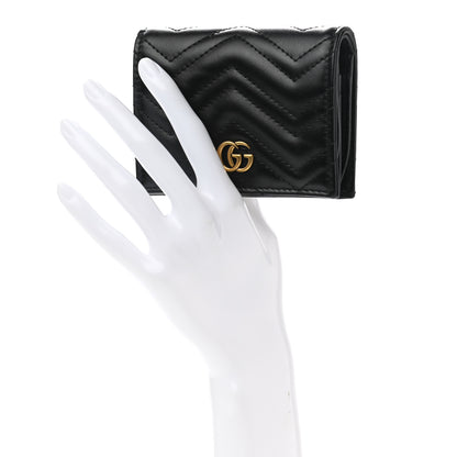 Gucci Calfskin Matelasse GG Marmont Card Case Wallet Black 2 of 8