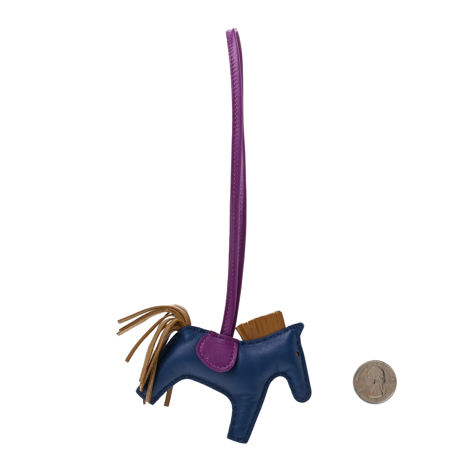 Hermes Milo Lambskin Grigri Rodeo Horse Bag Charm PM Bleu de Malte Kraft Violet 2 of 4