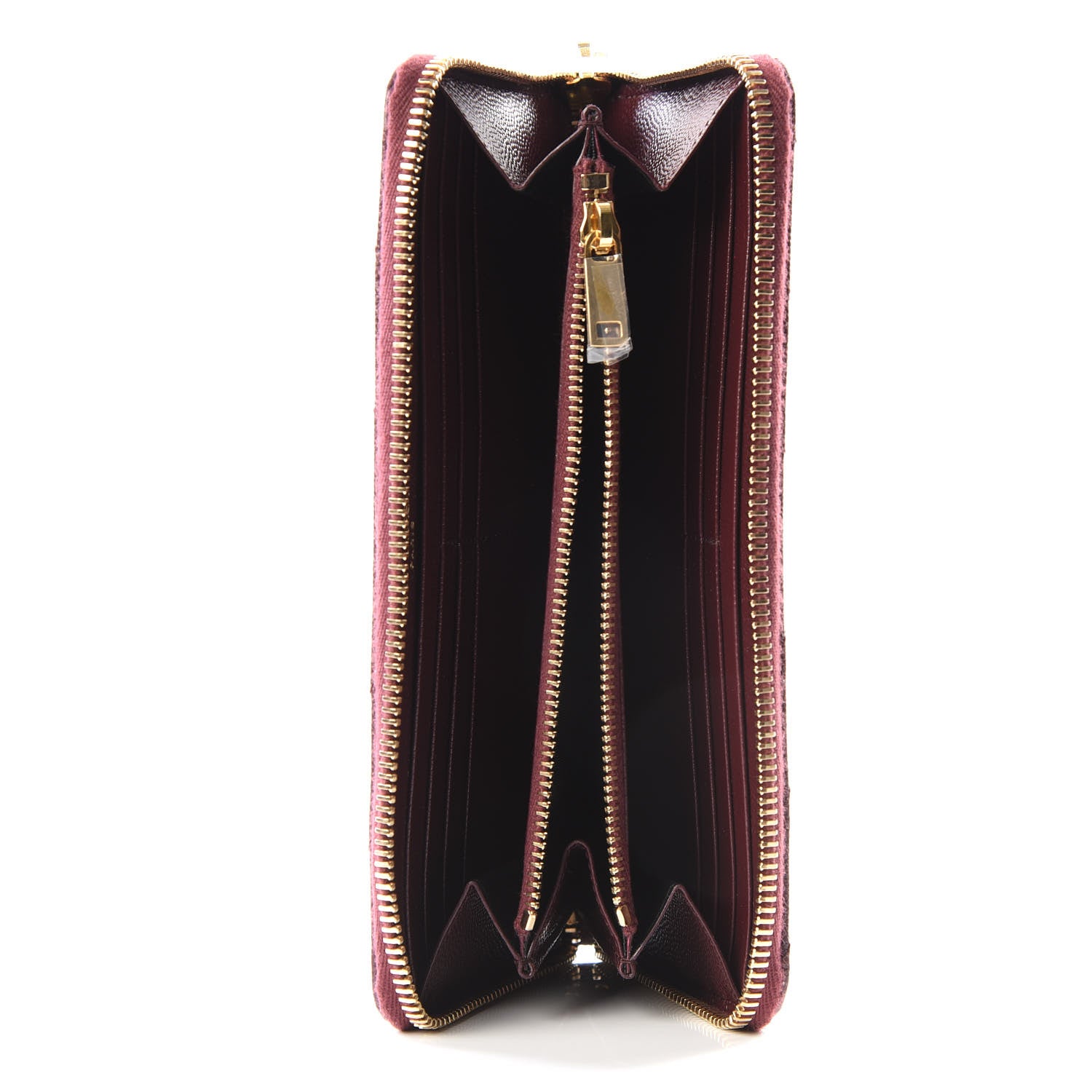Saint Laurent Grain De Poudre Matelasse Chevron Monogram Zip Around Wallet Amaranto 4 of 9