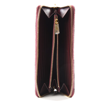 Saint Laurent Grain De Poudre Matelasse Chevron Monogram Zip Around Wallet Amaranto 4 of 9
