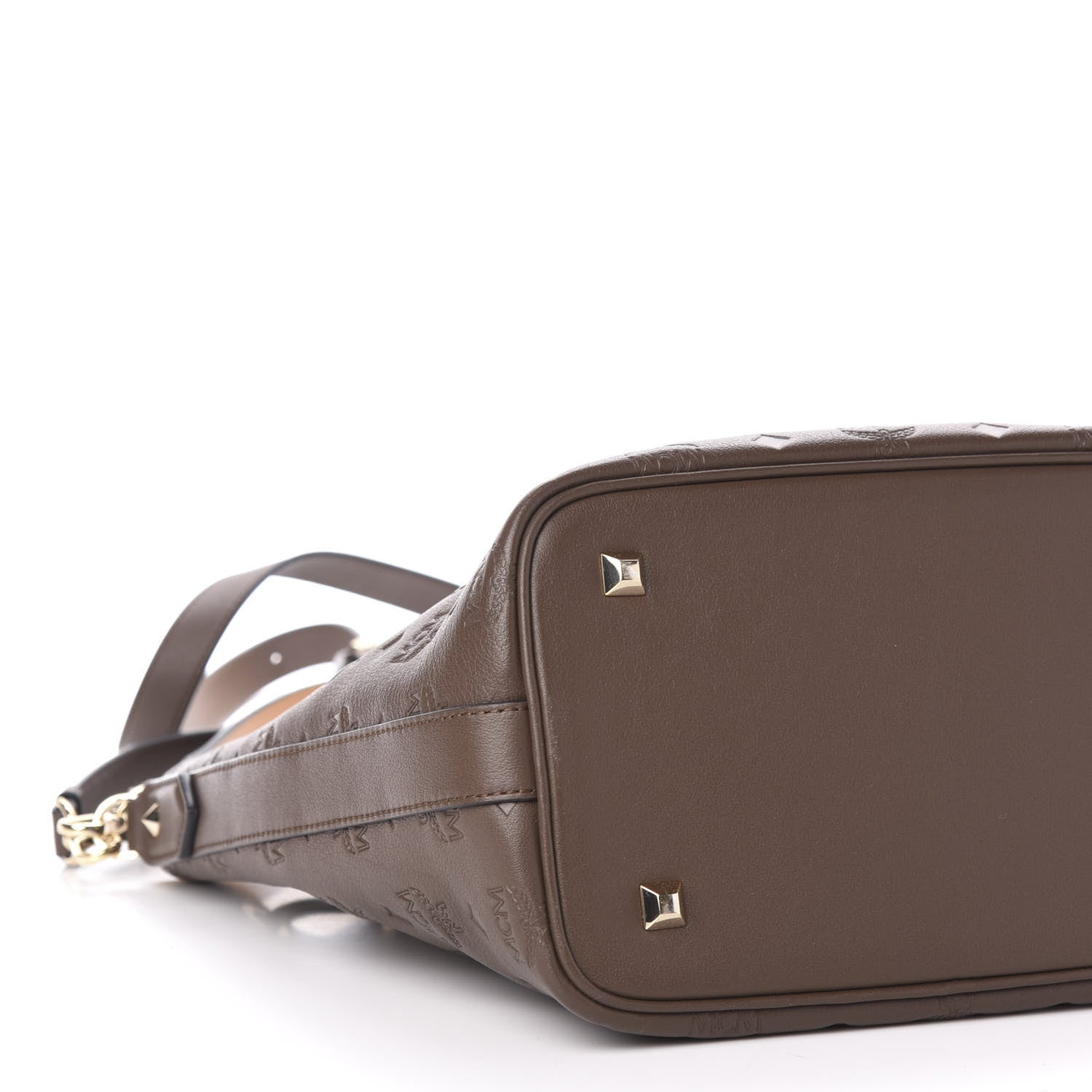 MCM Calfskin Ottomar Monogram Small Essential Bucket Chestnut 9 of 11
