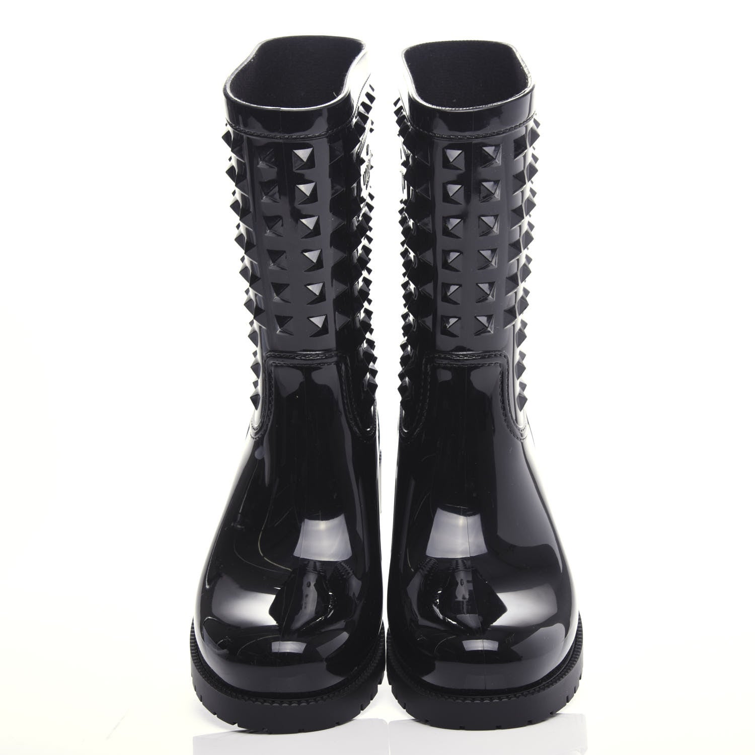Valentino Garavani Rubber Rockstud Short Rainboots 40 Black 5 of 9