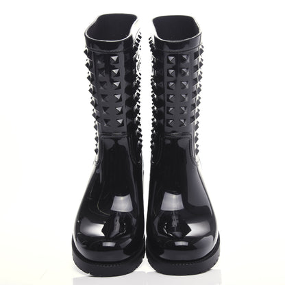 Valentino Garavani Rubber Rockstud Short Rainboots 40 Black 5 of 9