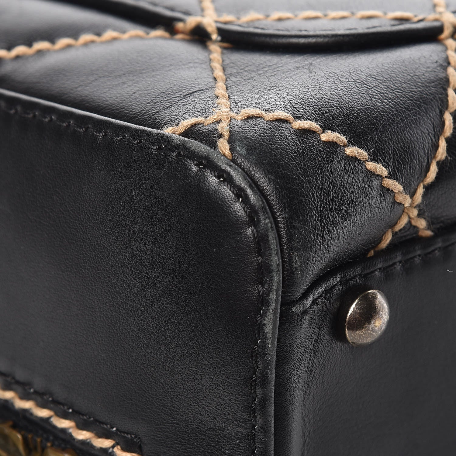 Chanel Calfskin Wild Stitch Top Handle Bag Black 15 of 16