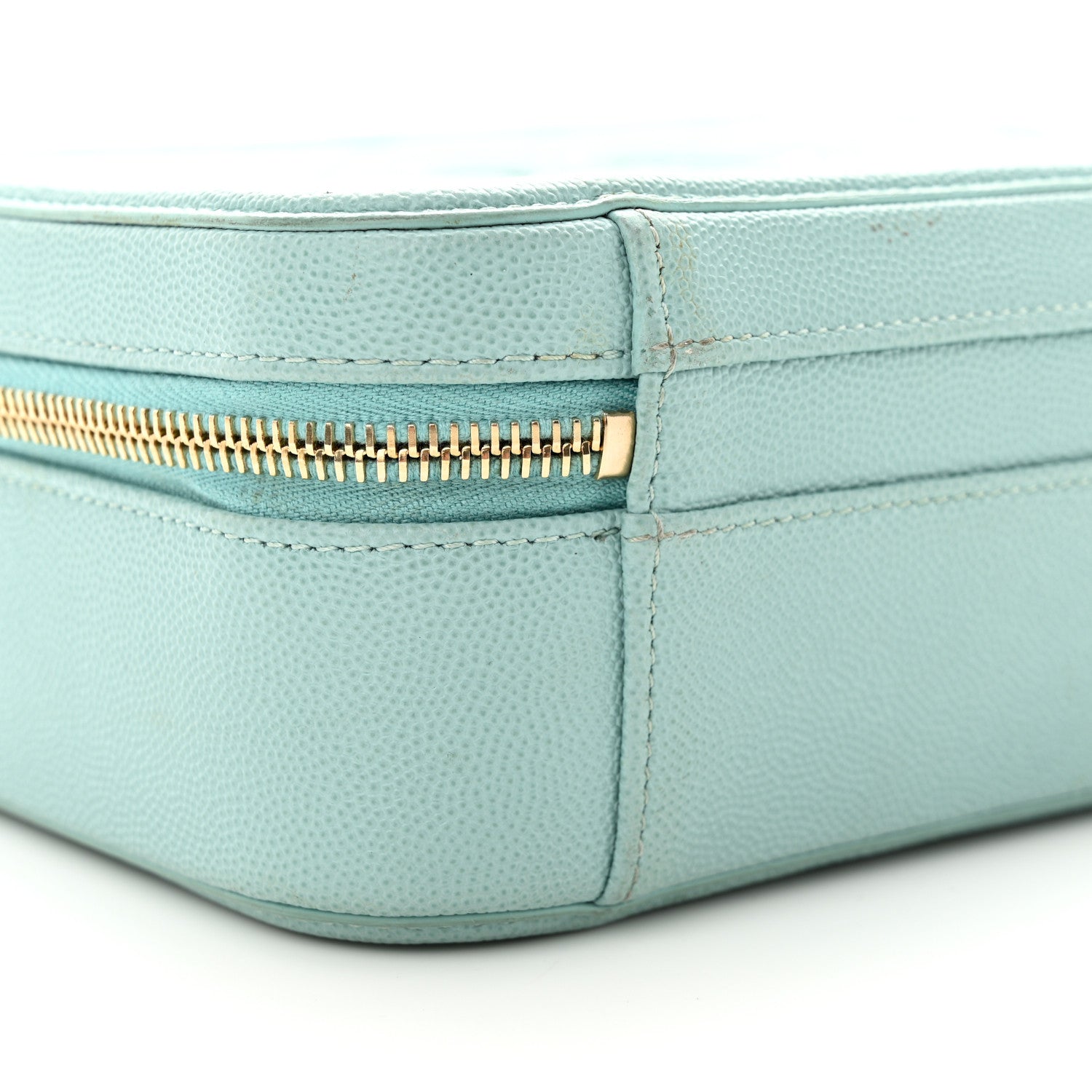 Chanel Caviar Quilted Medium CC Filigree Vanity Case Light Blue 10 of 14