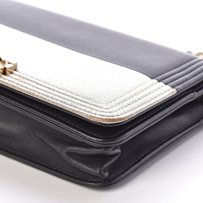 Chanel Metallic Goatskin Lambskin Boy Wallet on Chain WOC Black Gold 11 of 11
