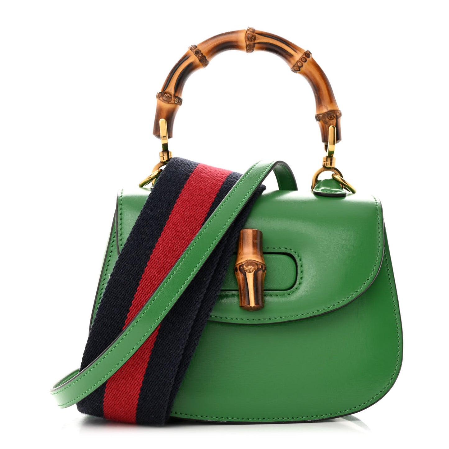 Boarded Dyana Lux Calfskin Mini Bamboo 1947 Top Handle Bag Spring Green