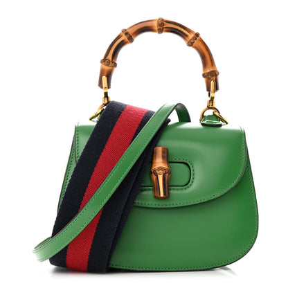 Gucci Boarded Dyana Lux Calfskin Mini Bamboo 1947 Top Handle Bag Spring Green 1 of 10