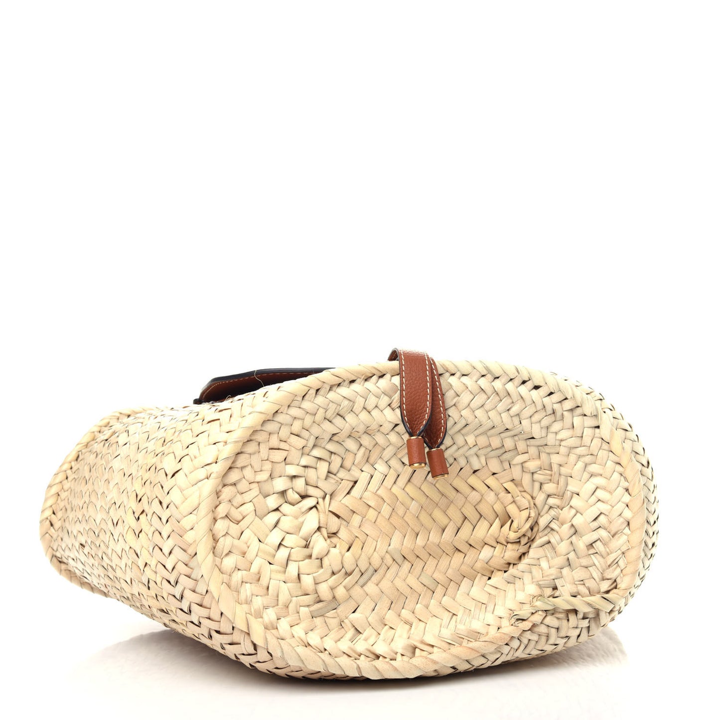 Raffia Small Grain Calfskin Medium Marcie Basket Tan