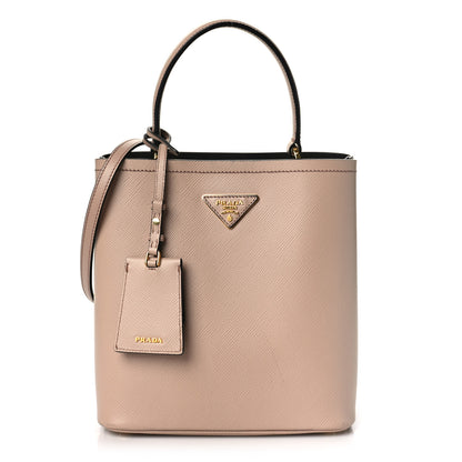 Prada Saffiano Cuir Medium Panier Bucket Bag Cipria Black 1 of 8