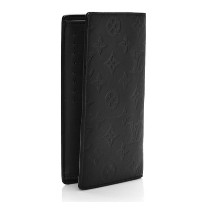 Louis Vuitton Calfskin Monogram Shadow Brazza Wallet Black 3 of 8