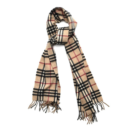 Burberry Cashmere House Check Fringe Scarf Camel 1 of 4