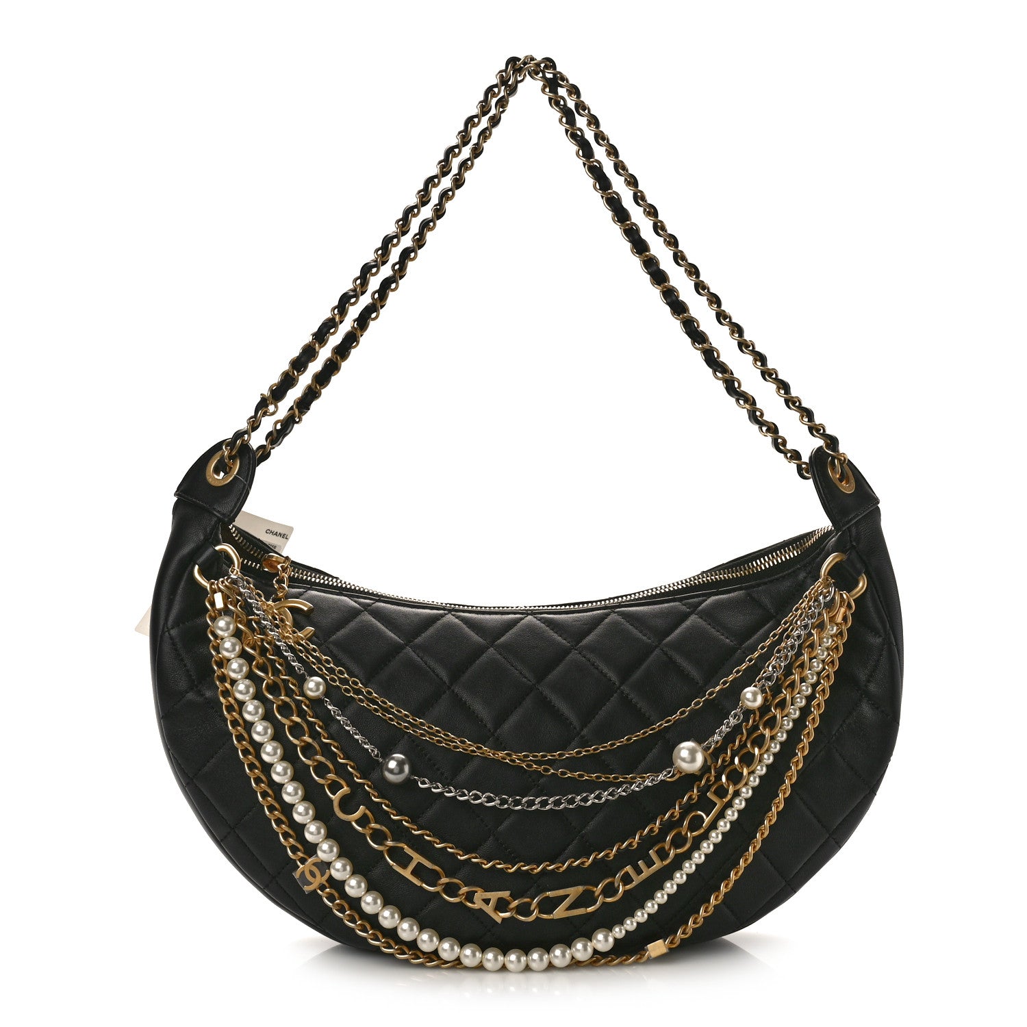 Chanel Lambskin Quilted All About Chains Hobo Black 1 of 10