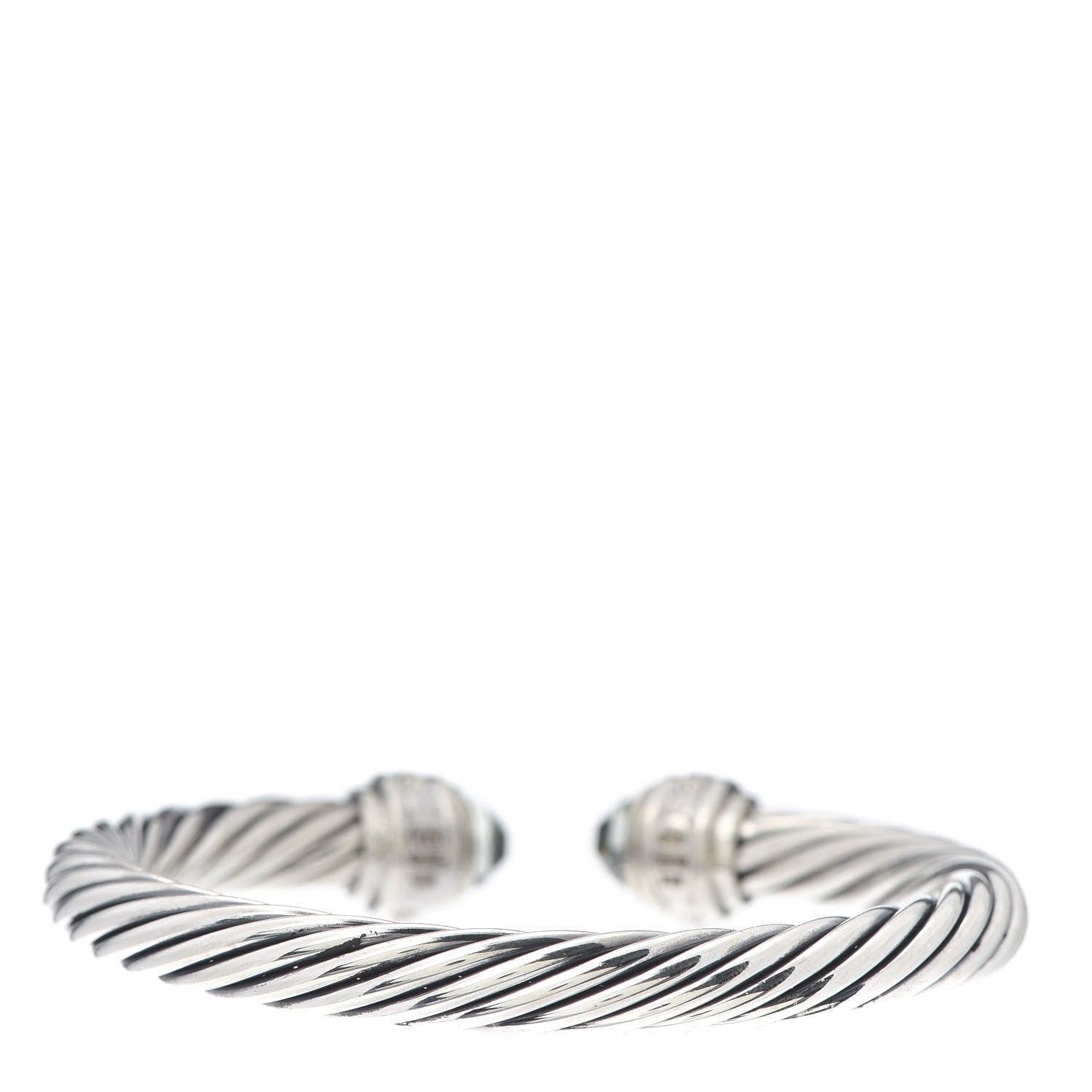 David Yurman Sterling Silver Diamond Prasiolite 7mm Cable Classics Bracelet 3 of 5