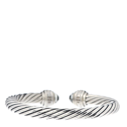 David Yurman Sterling Silver Diamond Prasiolite 7mm Cable Classics Bracelet 3 of 5