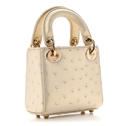 Christian Dior Iridescent Ostrich Micro Lady Dior Latte 3 of 9