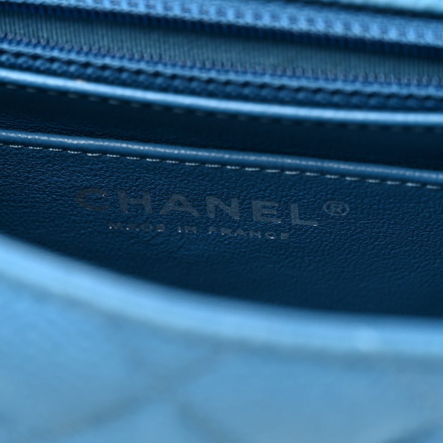 Iridescent Caviar Quilted Mini Square Flap Blue