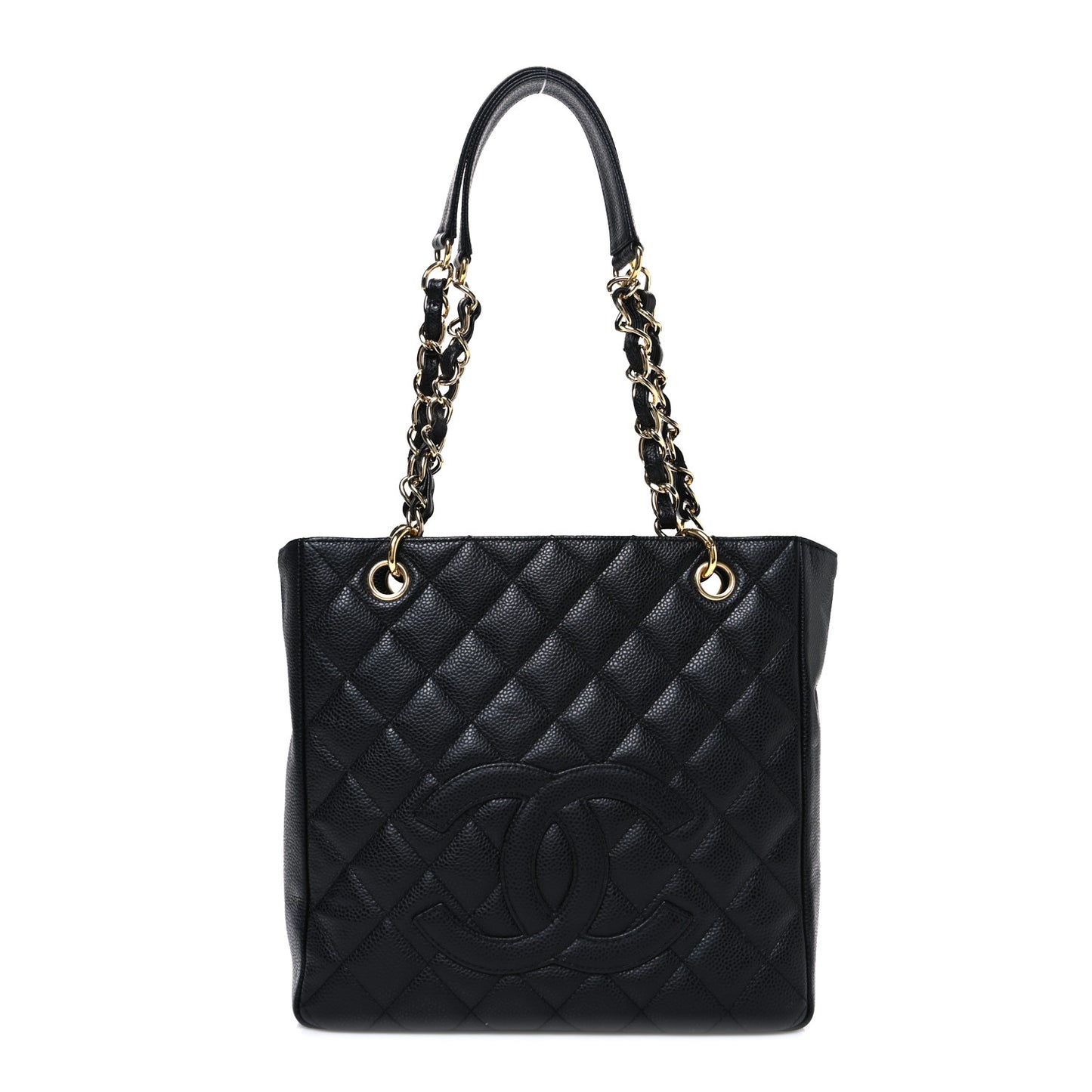 Caviar Quilted Petit Shopping Tote PST Black