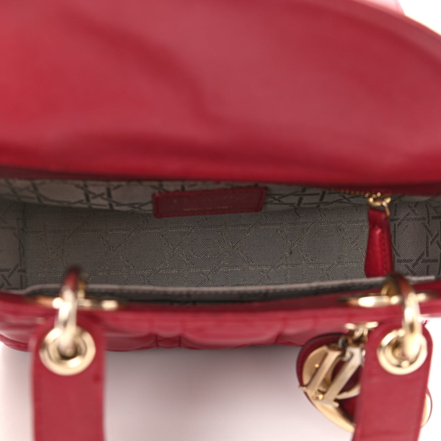 Lambskin Cannage Small Lucky Badges My Lady Dior Red