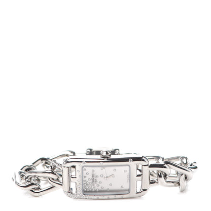 Hermes Stainless Steel Diamond 17mm Nantucket Jete De Diamants Quartz Watch 2 of 5