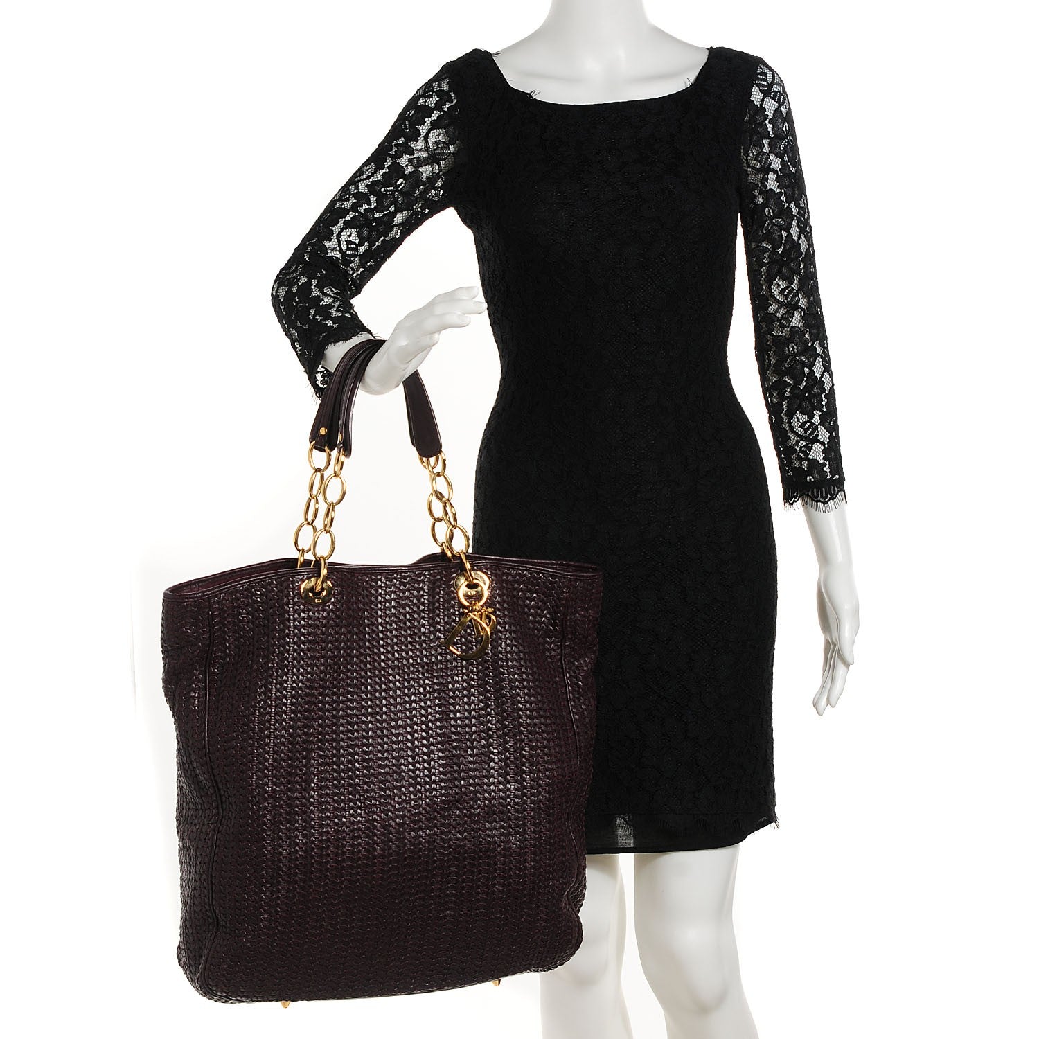 Christian Dior Lambskin Woven Large Dior Soft Tote Burgundy 2 of 8