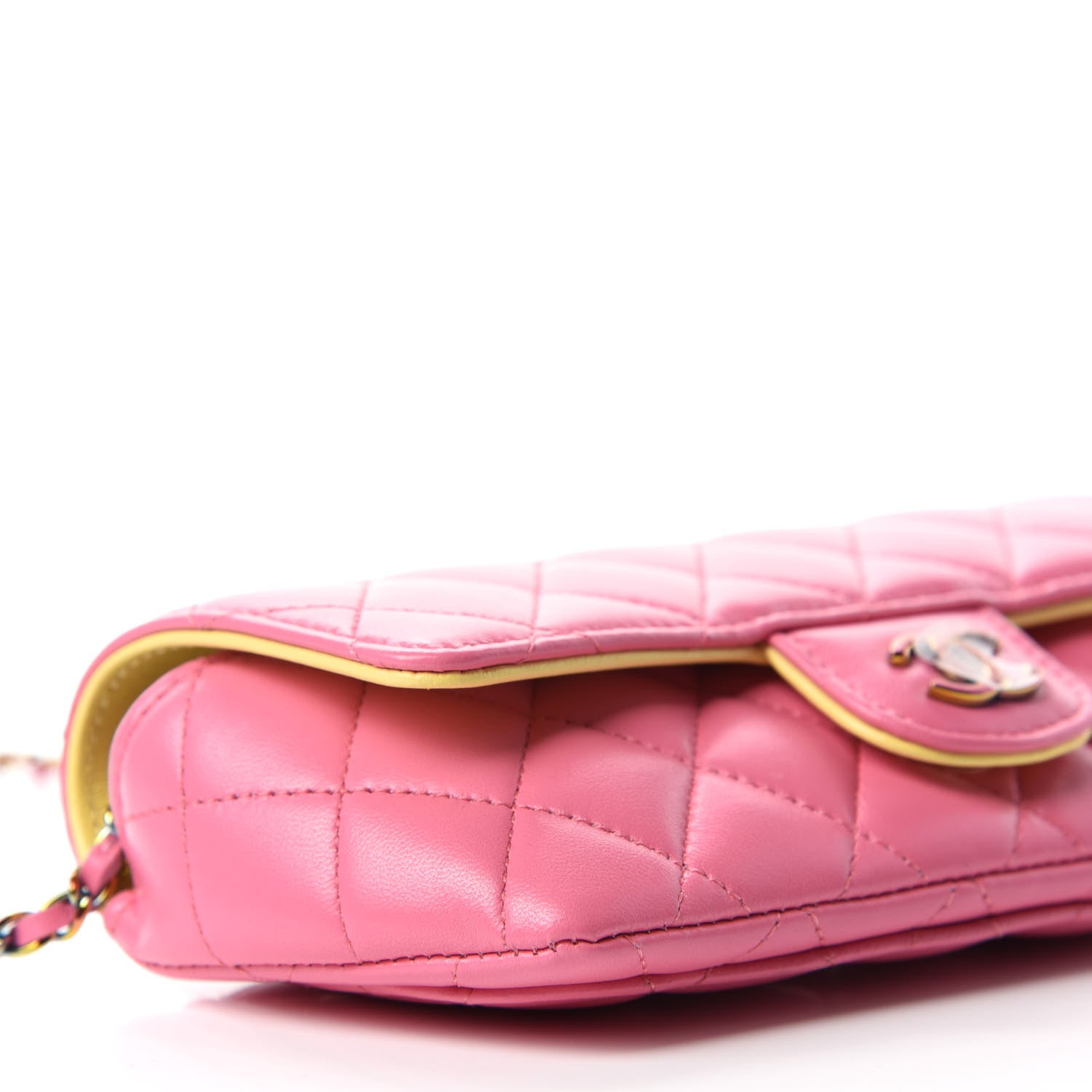 Chanel Lambskin Quilted Glasses Case With Chain Pink Yellow 6 of 12