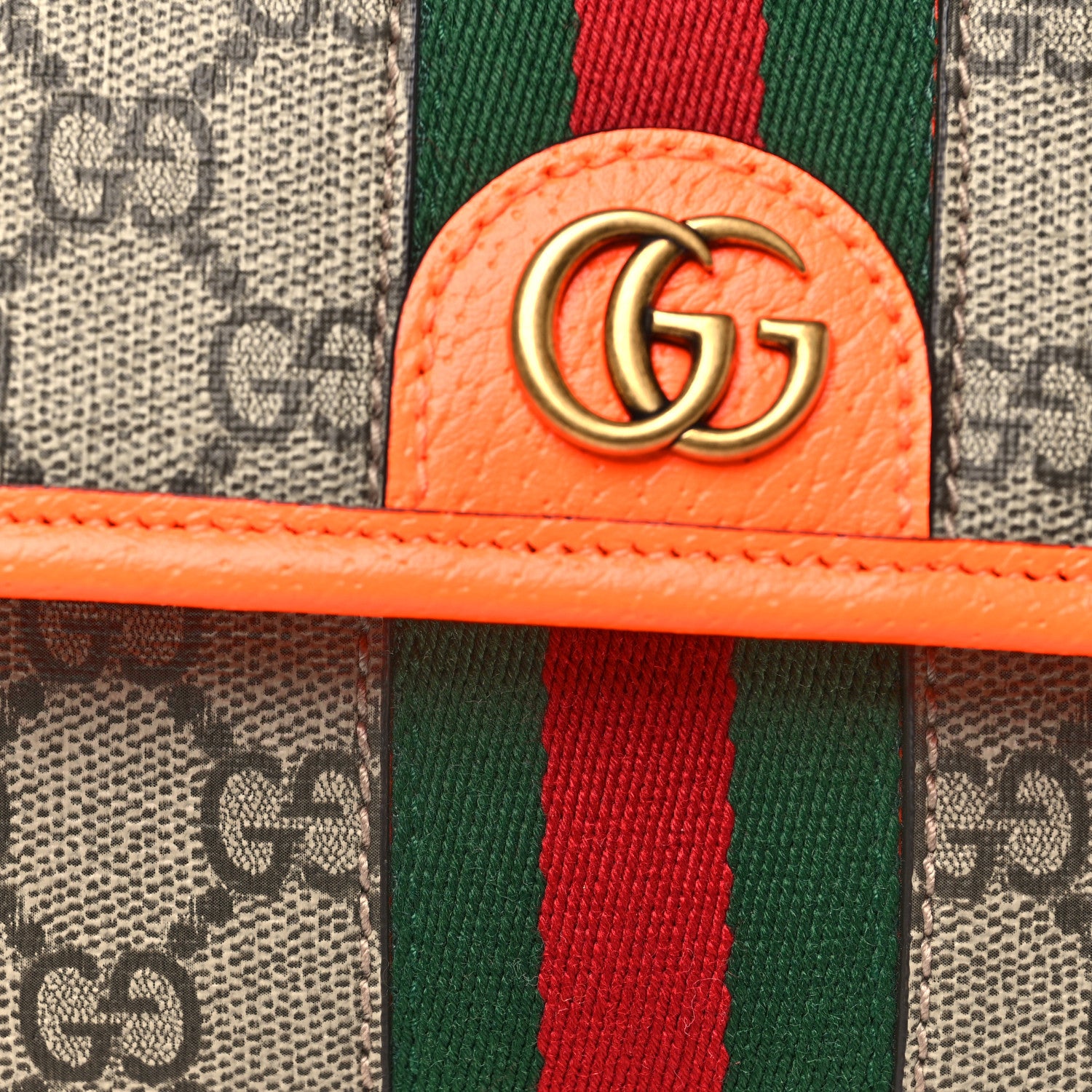 Gucci GG Supreme Monogram Web Small Ophidia Belt Bag Beige Ebony Orange Fluo 8 of 10