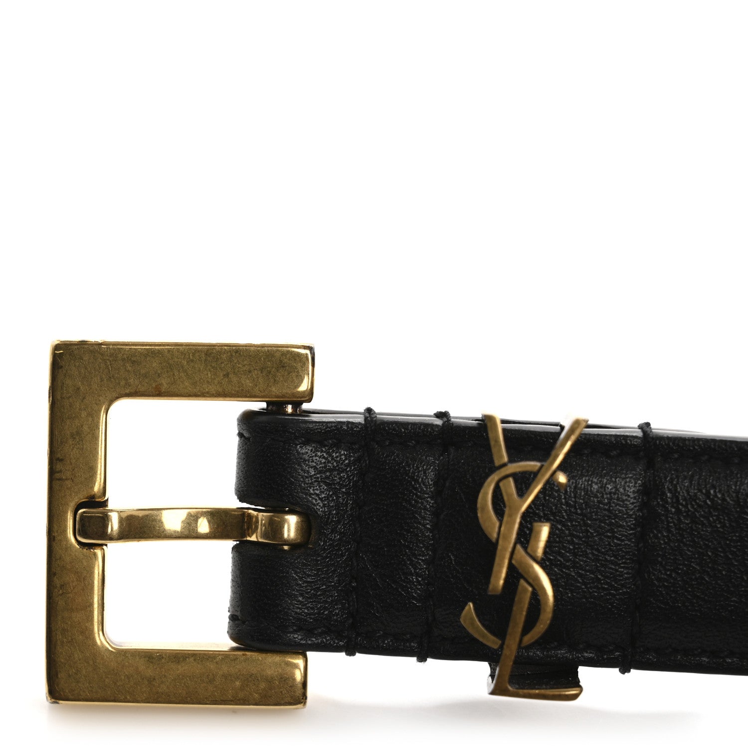 Saint Laurent Smooth Calfskin Monogram Square Buckle Belt 85 34 Black 8 of 9