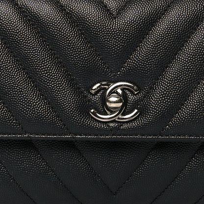 Chanel Caviar Chevron Quilted Mini Coco Handle Flap Black 8 of 11