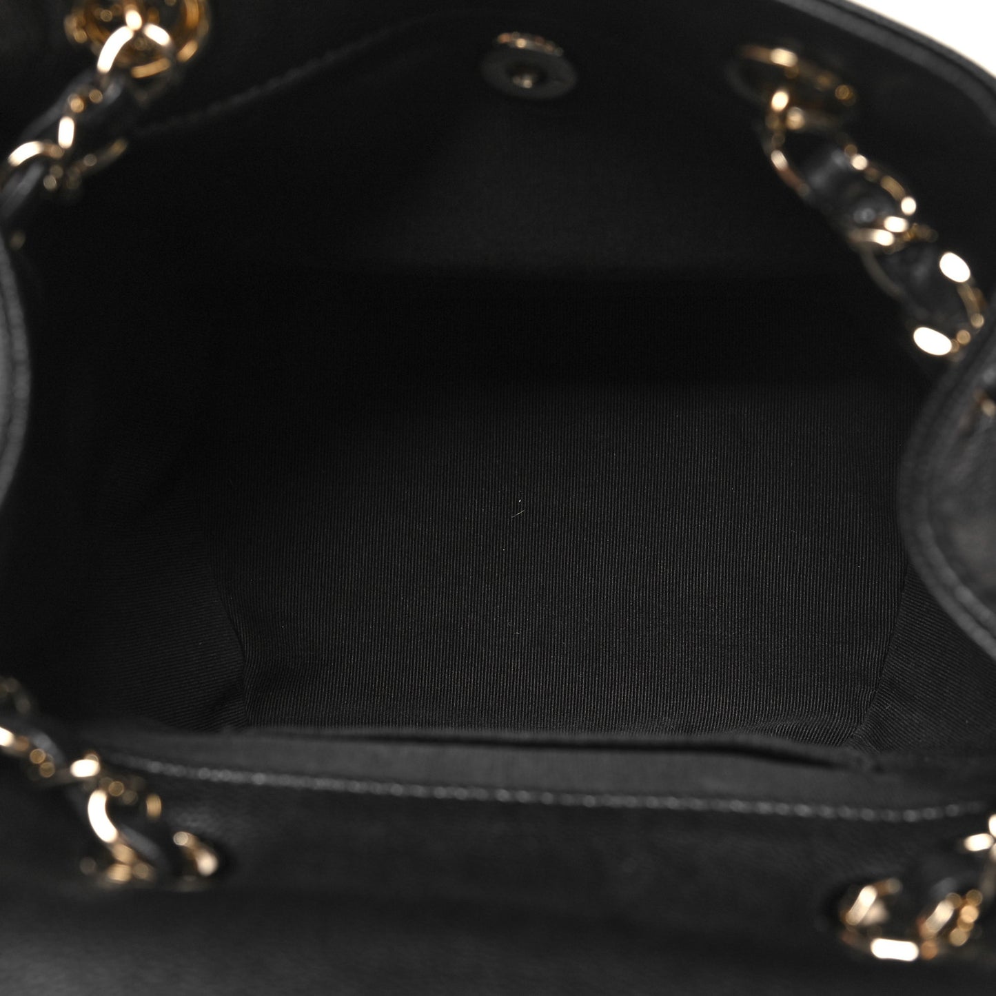 Shiny Caviar Quilted Small Pockets Drawstring Backpack Black