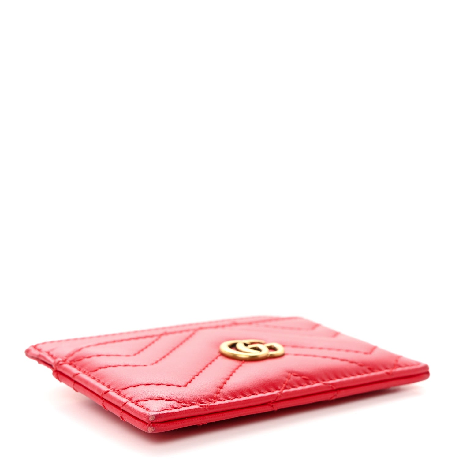 Gucci Calfskin Matelasse GG Marmont Card Holder Hibiscus Red 4 of 8