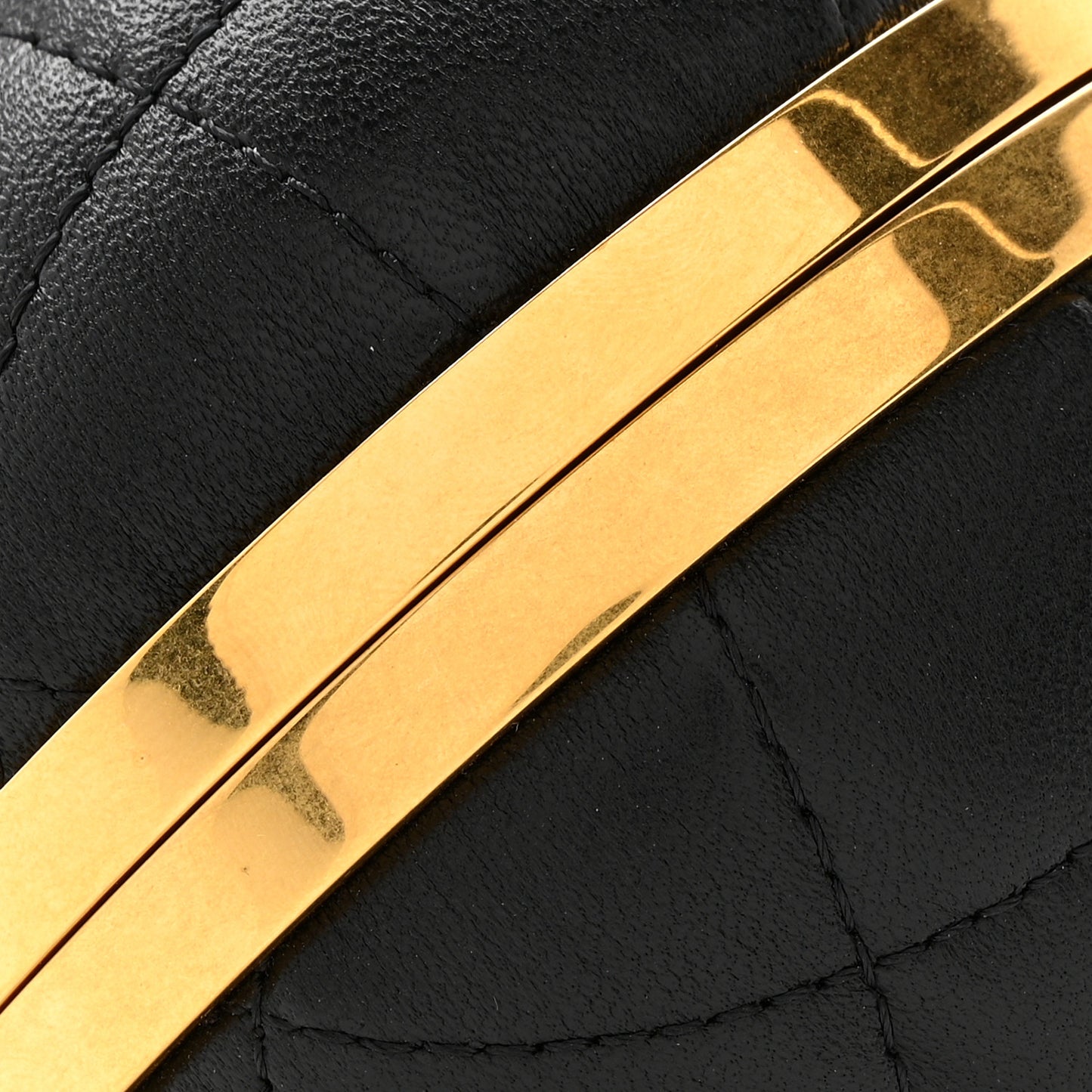 Lambskin Quilted Sphere Minaudiere Chain Clutch Black